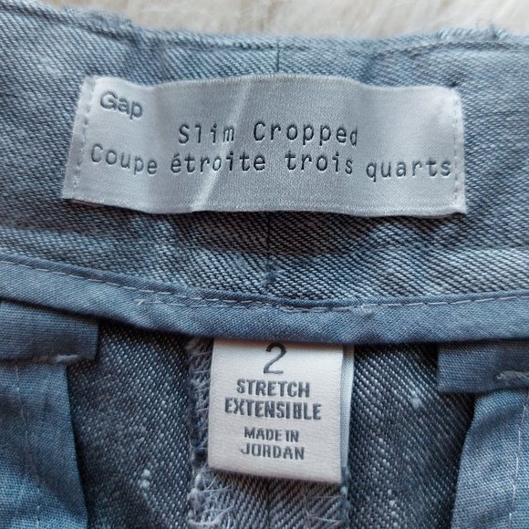 Gap Women's Slim Cropped Grey Linen Blend Stretch Pants Size: 2 - Picture 7 of 8